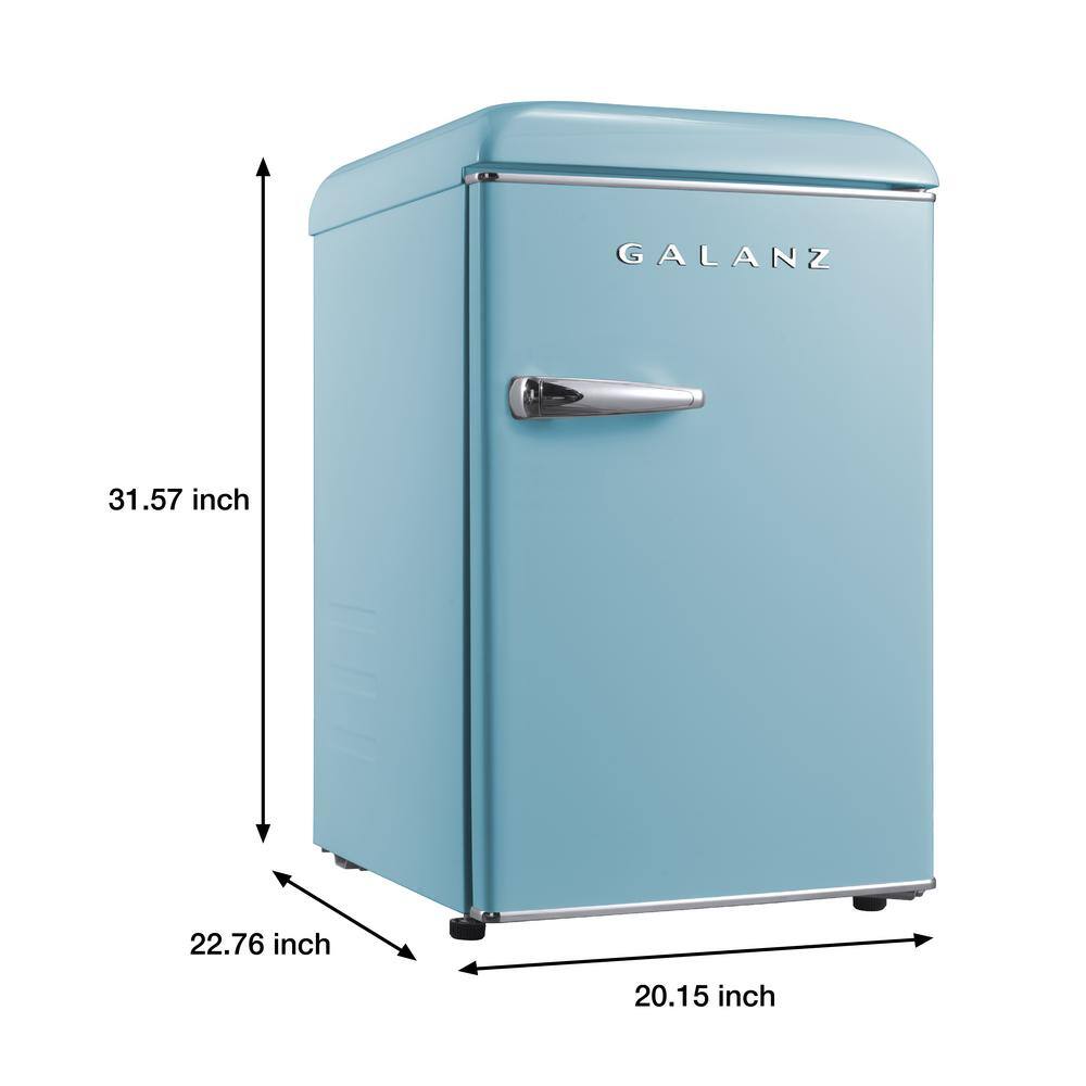 Galanz 2.5 cu. ft. Retro Mini Fridge in Bebop Blue with Chiller GLR25MBER10