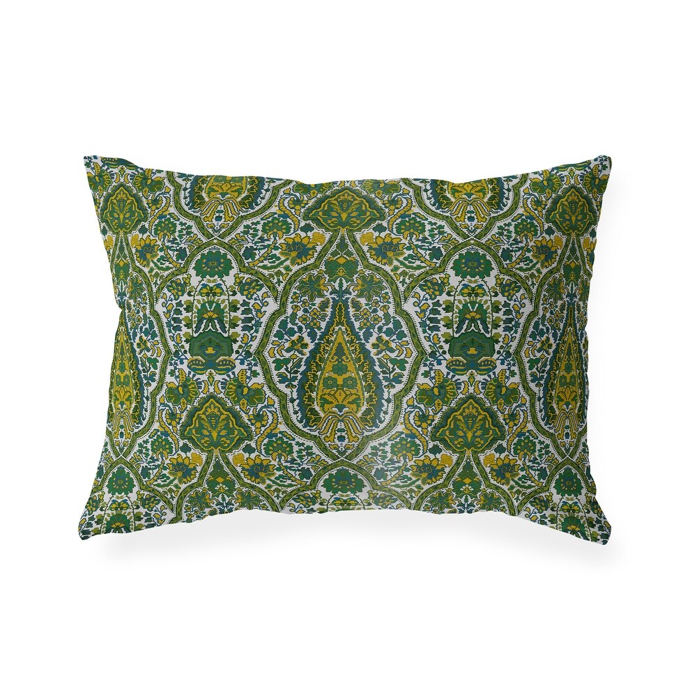 KIRMAN GREEN AND YELLOW Lumbar Pillow By Kavka Designs