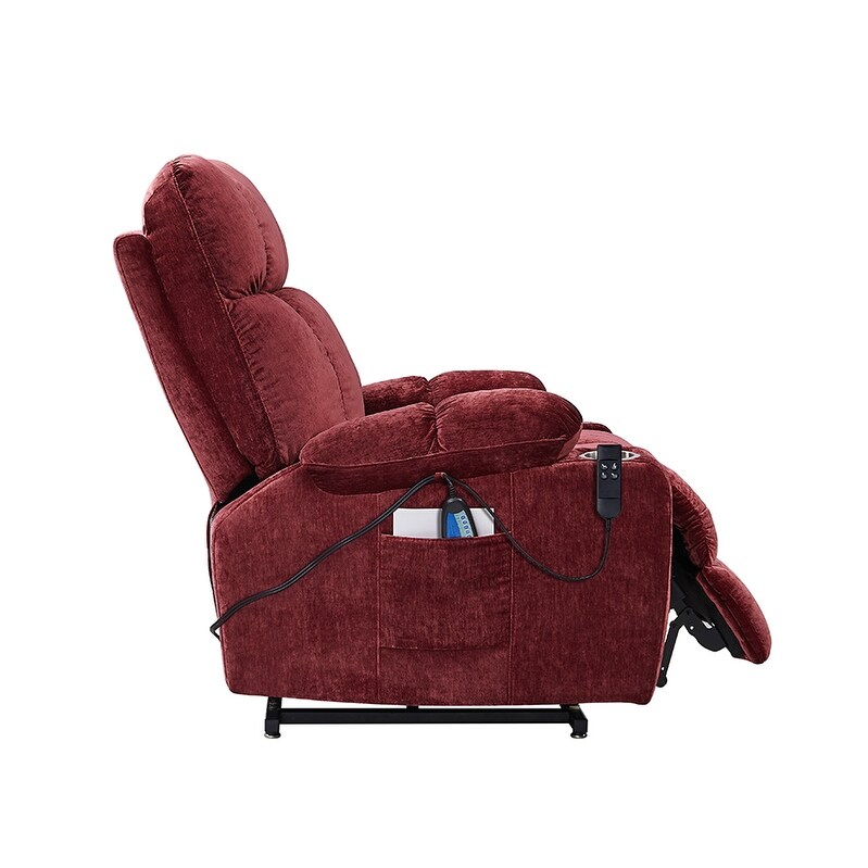 Dual Motor Power Lift Recliner  Fabric Recliner Sofa Chair for Elderly  180掳 Lay Flat Recliner with Heat and Massage Fuctions