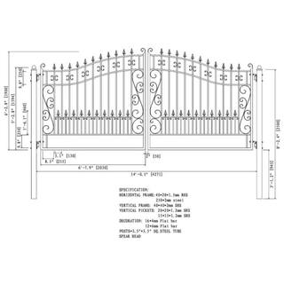 ALEKO Venice Style 14 ft. x 6 ft. Black Steel Dual Driveway Fence Gate DG14VEND-HD