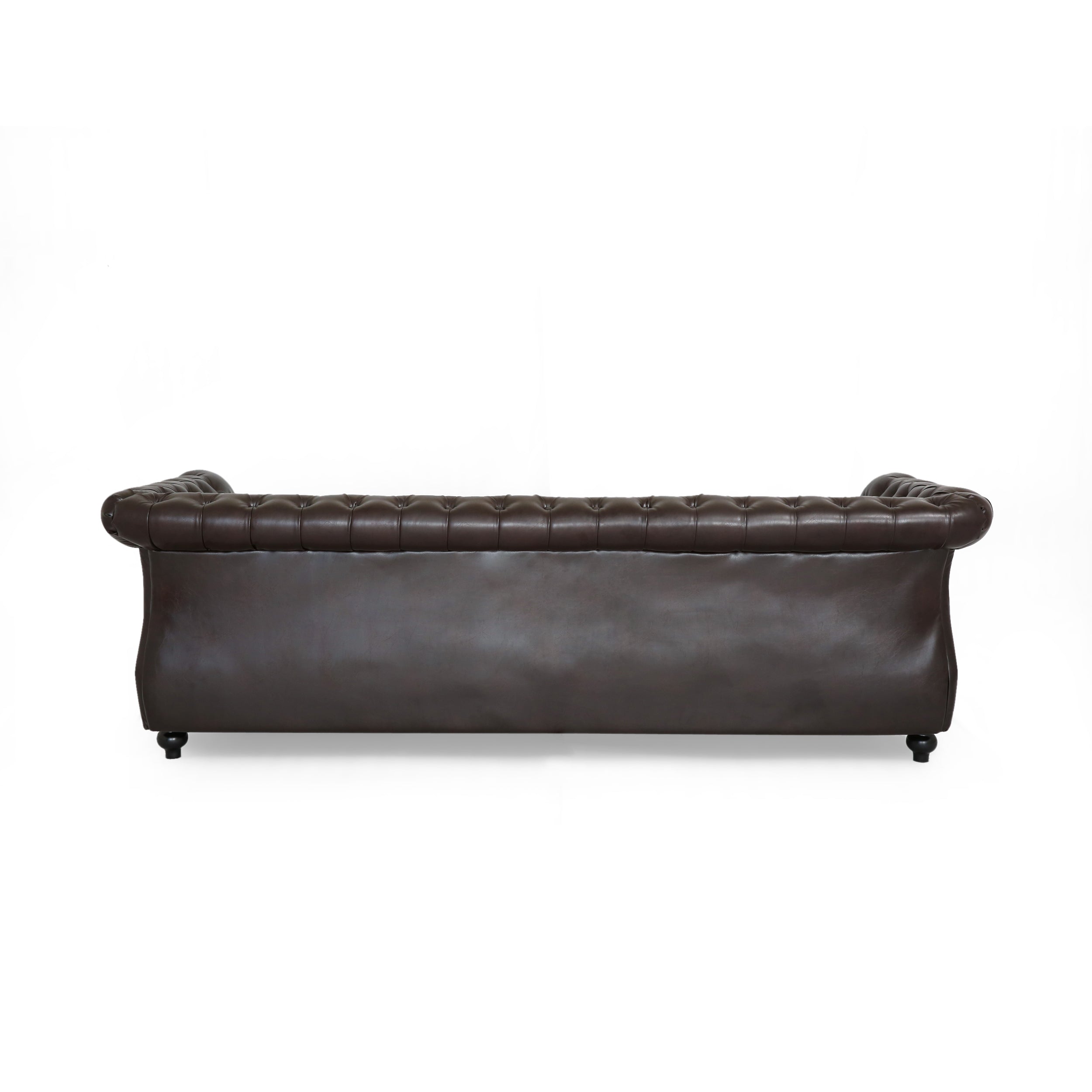 Vita Chesterfield Tufted Leather Sofa with Scroll Arms