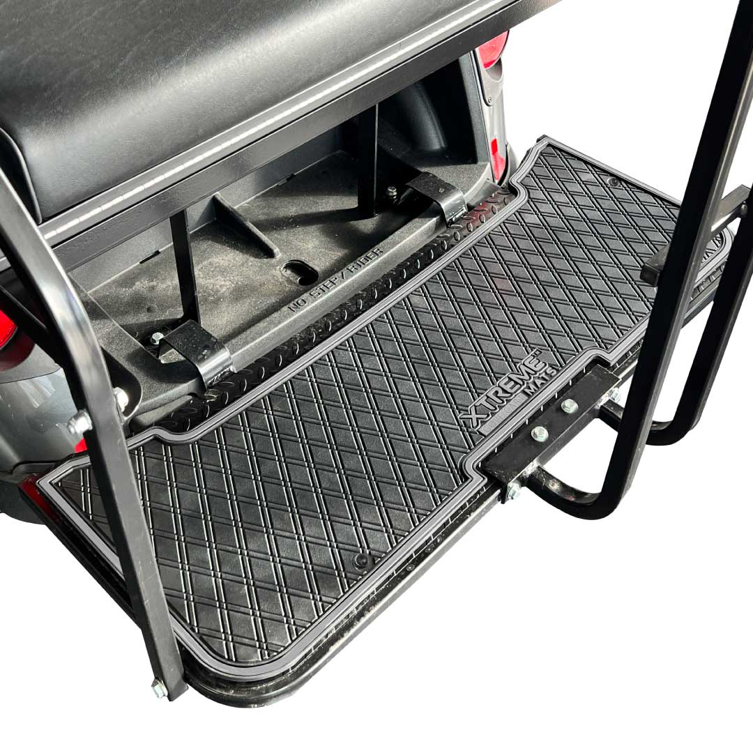 Xtreme Mats E-Z-GO Golf Cart Floor Mats for Rear Seat Kits and Rear Facing Foot Rests - Fits Select E-Z-GO RXV and TXT Rear Seat Kits - Red Trim