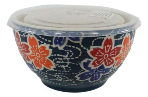 1 Set of 2 Ceramic Blue Cherry Blossoms Portion Meal Bowls 3 Cups W/ Lid EBR02