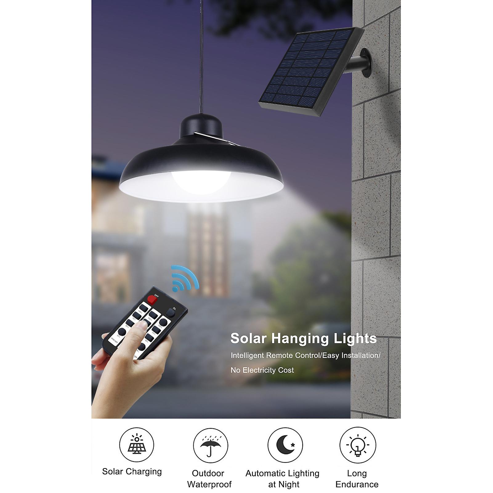 Solar Hanging-light Outdoor Waterproof Leds Solar Powered Lamp With Remote Controller For Yard/garden/camping/fishing Black