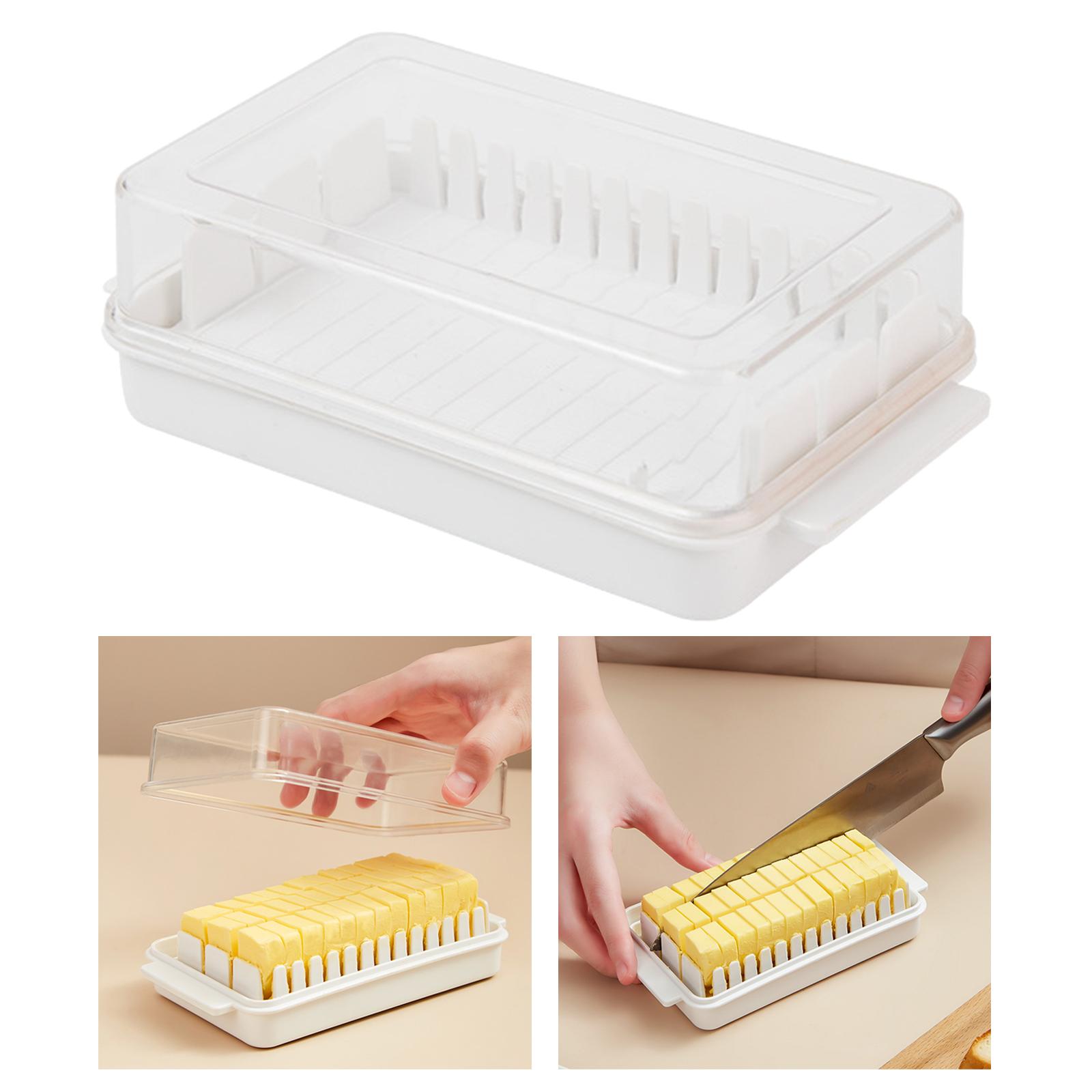 2x Portable Butter Keeper Butter Storage Box Kitchen Storage Container with Lid Cheese Case Rectangle Storage Box for Home Kitchen