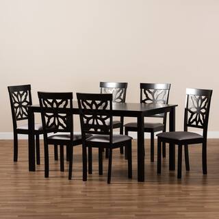 Baxton Studio Dallas 7-Piece Grey and Dark Brown Dining Set 1711095410519HD