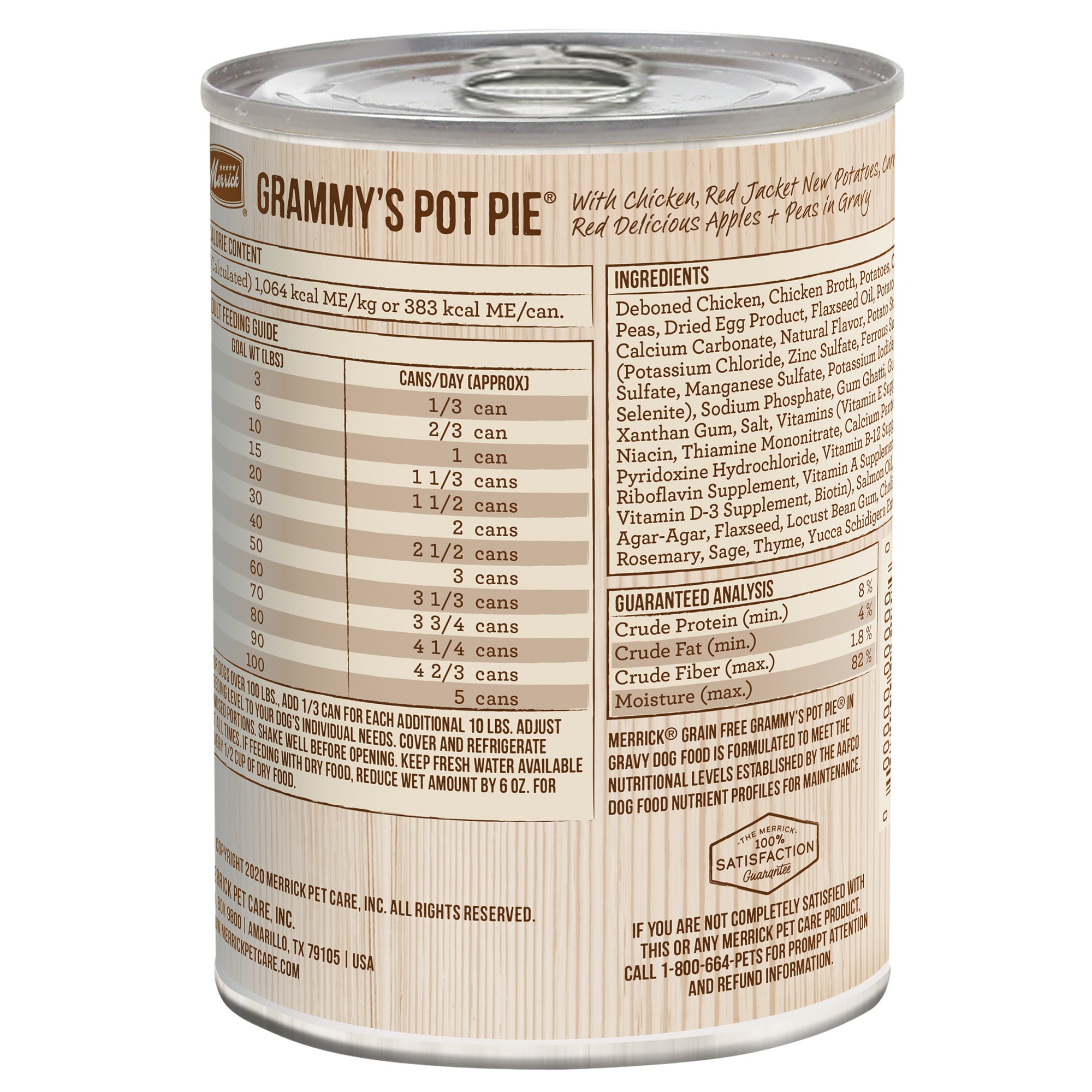 Merrick Grain Free Grammys Pot Pie Canned Dog Food， 12.7 oz.， Case of 12