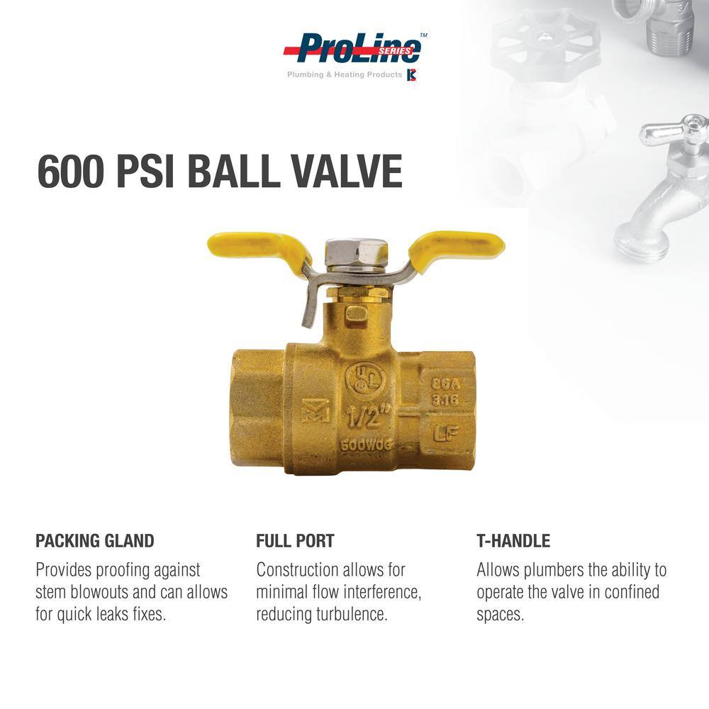 ProLine 12 in. x 12 in. Brass T-Handle Ball Valve 107-823THN