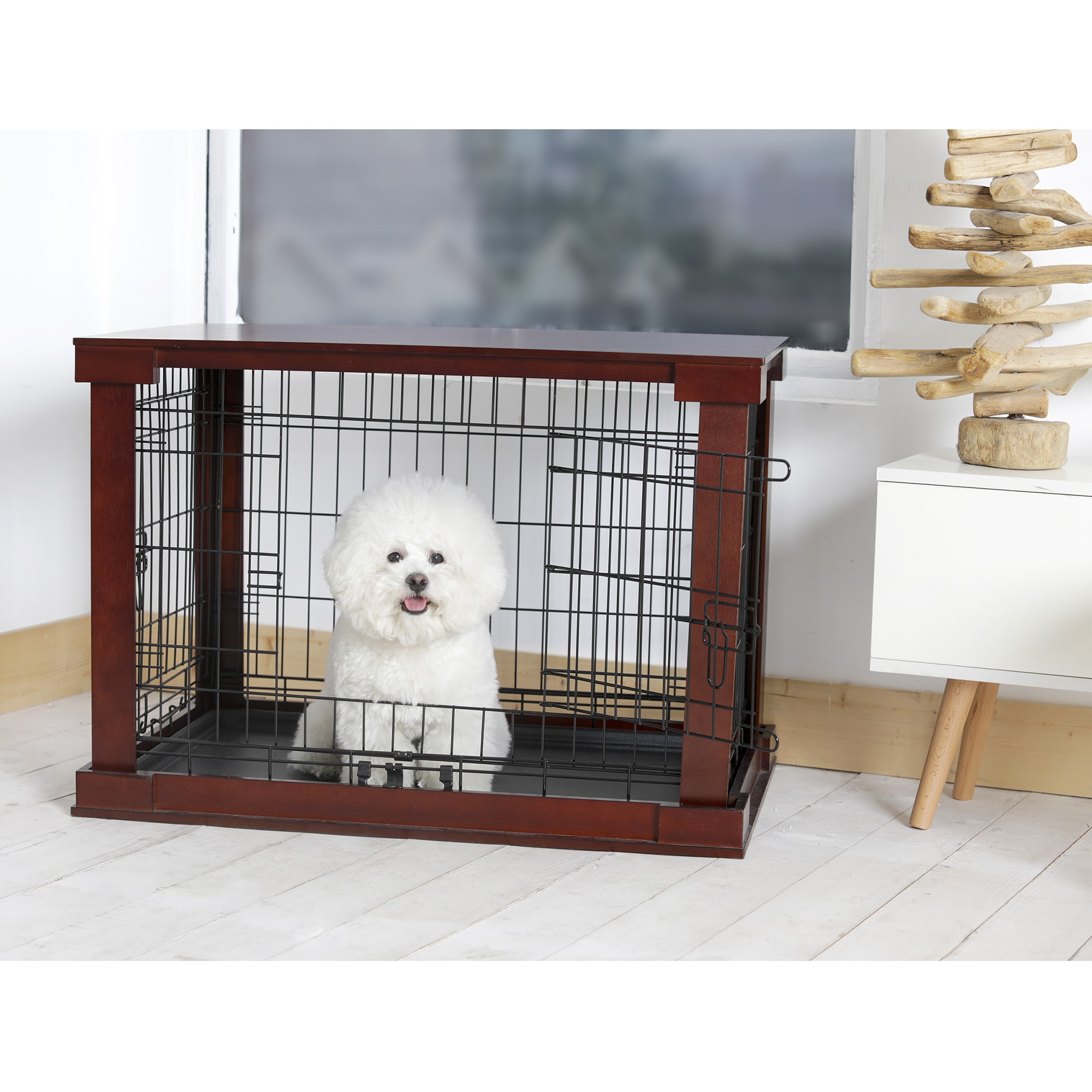 Zoovilla Dog Crate with Wooden Cover， 28