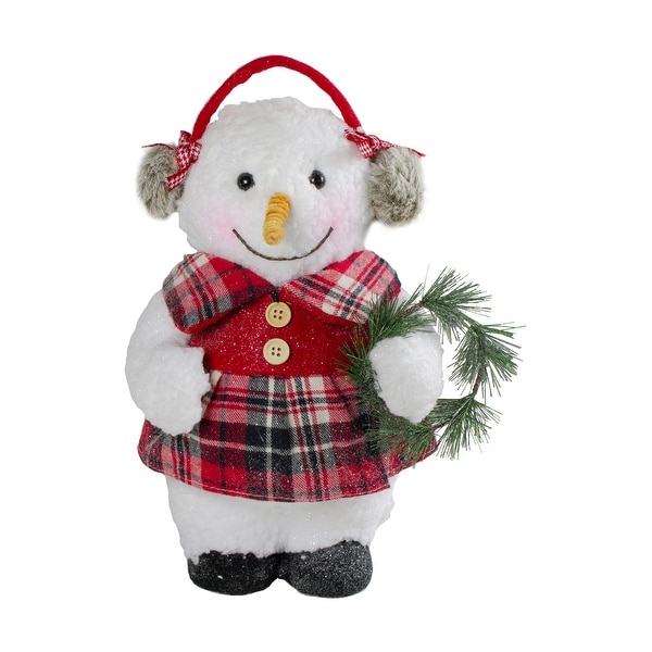 12 Plush Girl Snowman with Ear Muffs Christmas Figure