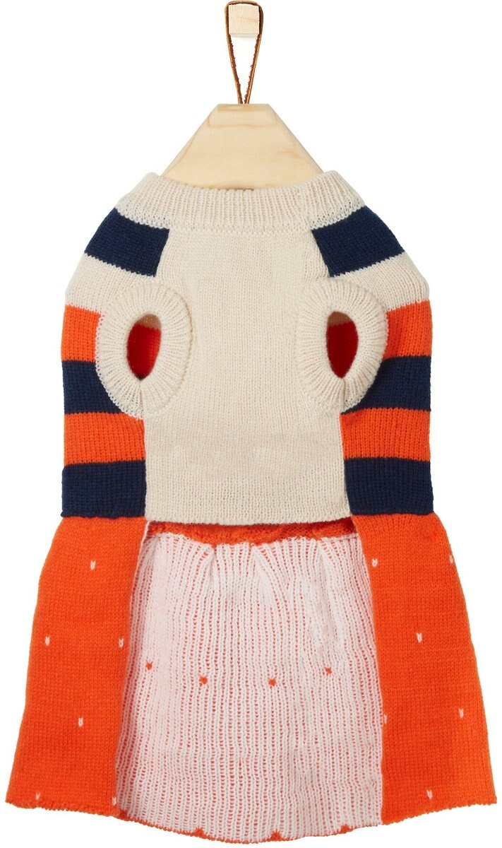 Frisco Pom Pom Bow Striped Dog and Cat Sweater Dress