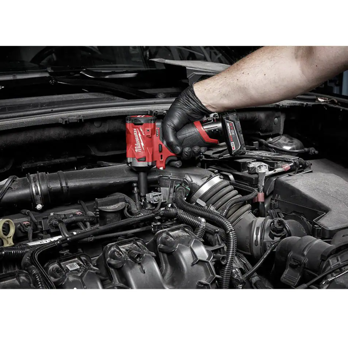 Milwaukee M12 FUEL 12V Lithium-Ion Brushless Cordless Stubby 3/8 in. Impact Wrench， Tool-Only (2554-20)