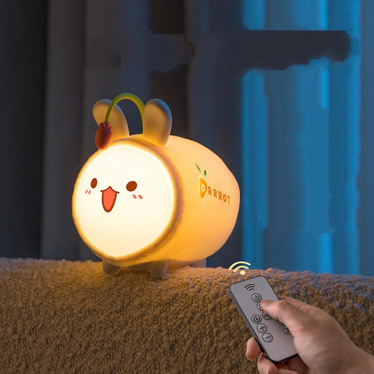 Plush Animal Night Light，soft Rabbit Plush Night Light With Timer， Dimmable Rechargeable Stuffed Animal Night Light， Christmas Birthday Gift