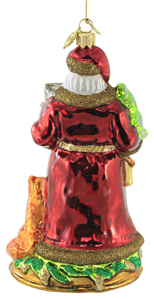 Huras Woodland Santa Glass Ornament Animal St Francis Owl S656   Christmas Ornaments   by Story Book Kids Inc  Houzz