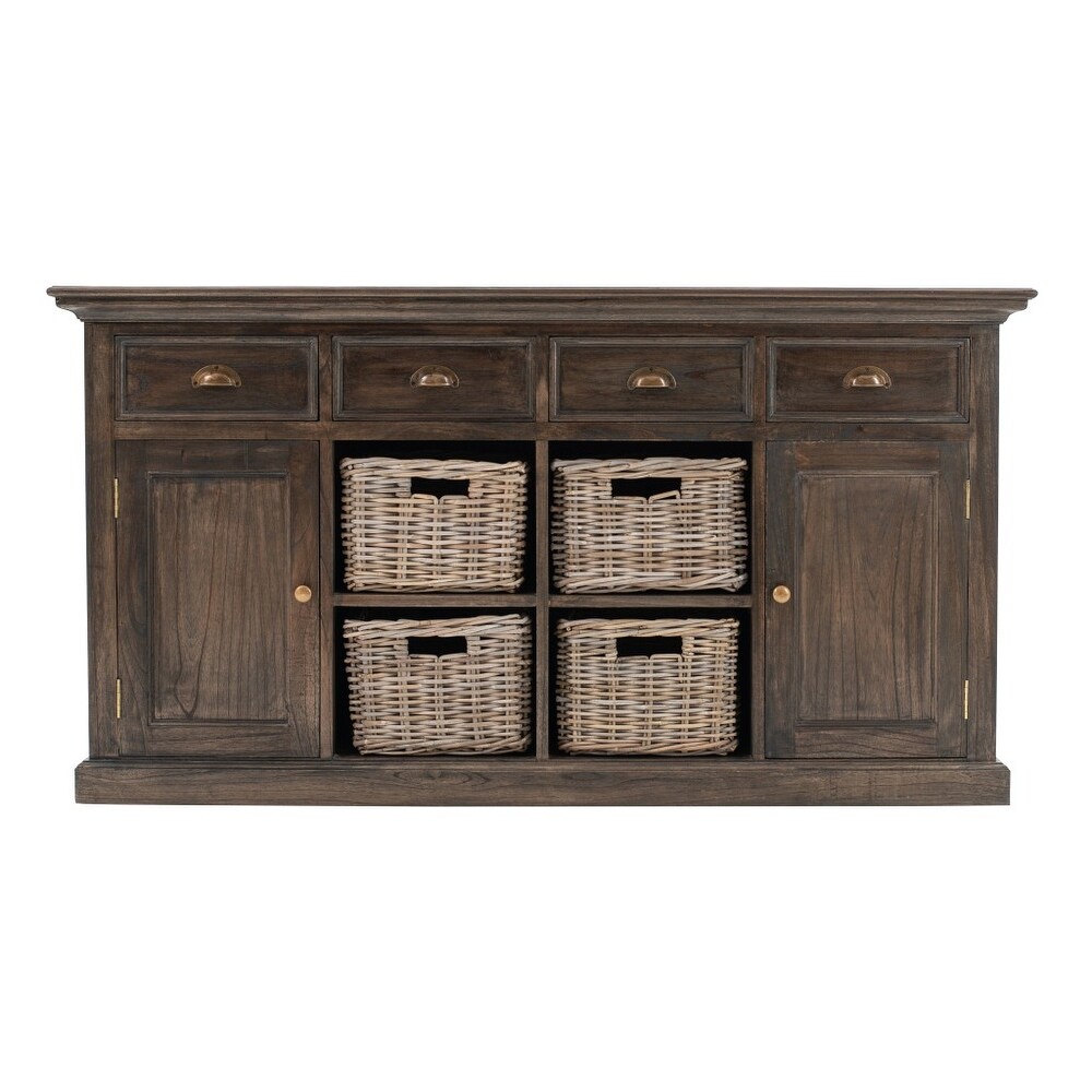 Modern Farmhouse Rustic Espresso Buffet with Baskets   33.46\