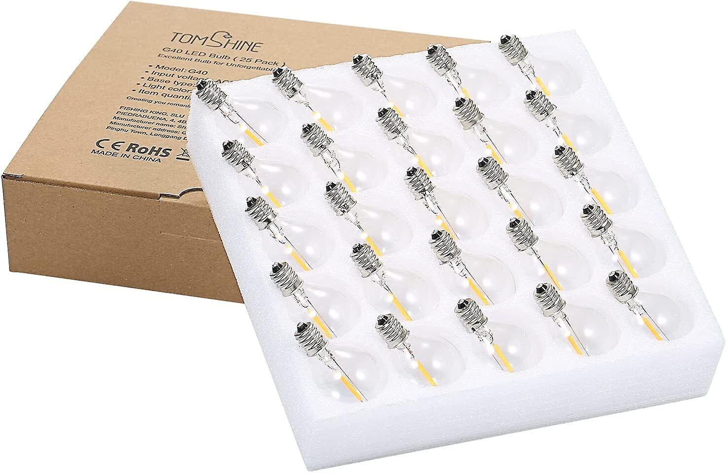 25 Pack G40 Globe Led Bulbs E12 Edison Base 2200k Warm White Replacement Bulb