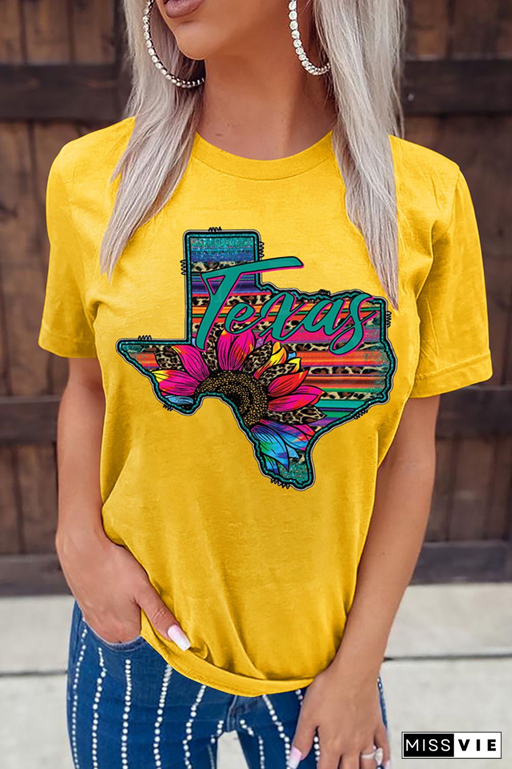 Texas Map Print Graphic Tees for Women Wholesale Short Sleeve T shirts Top