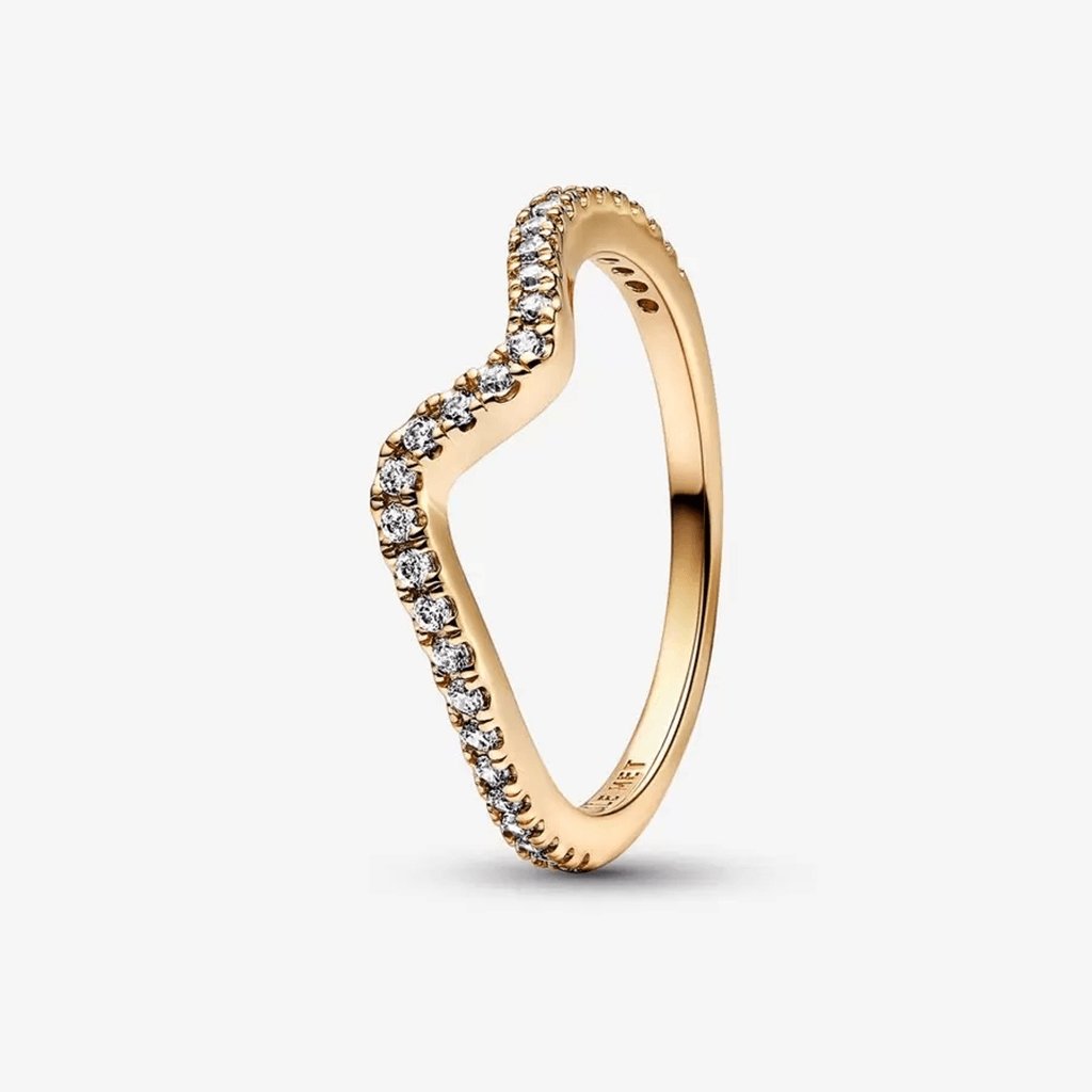 PANDORA  Sparkling Wave Ring - Gold Plated