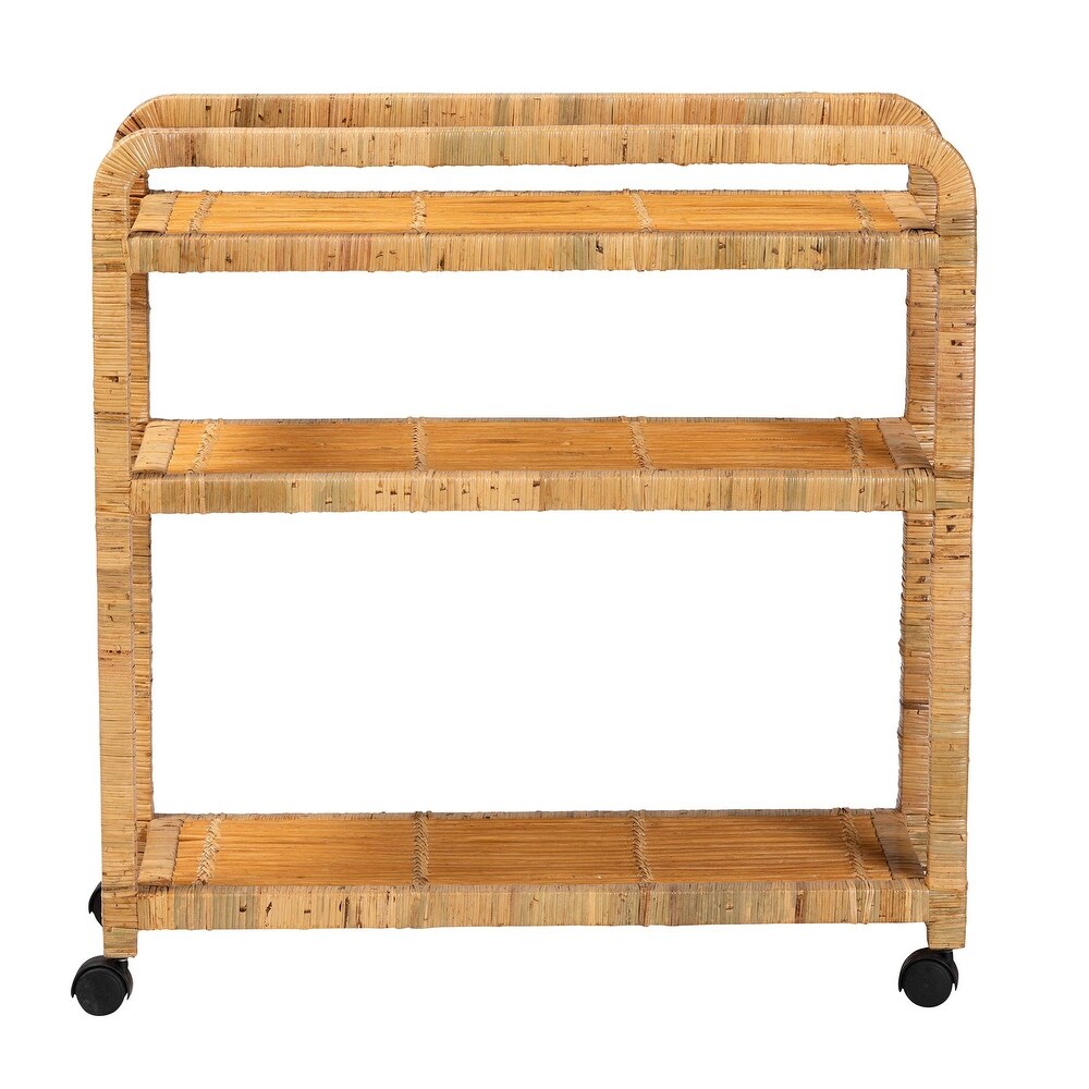 bali   pari Delphine Modern Bohemian Natural Rattan Kitchen Cart