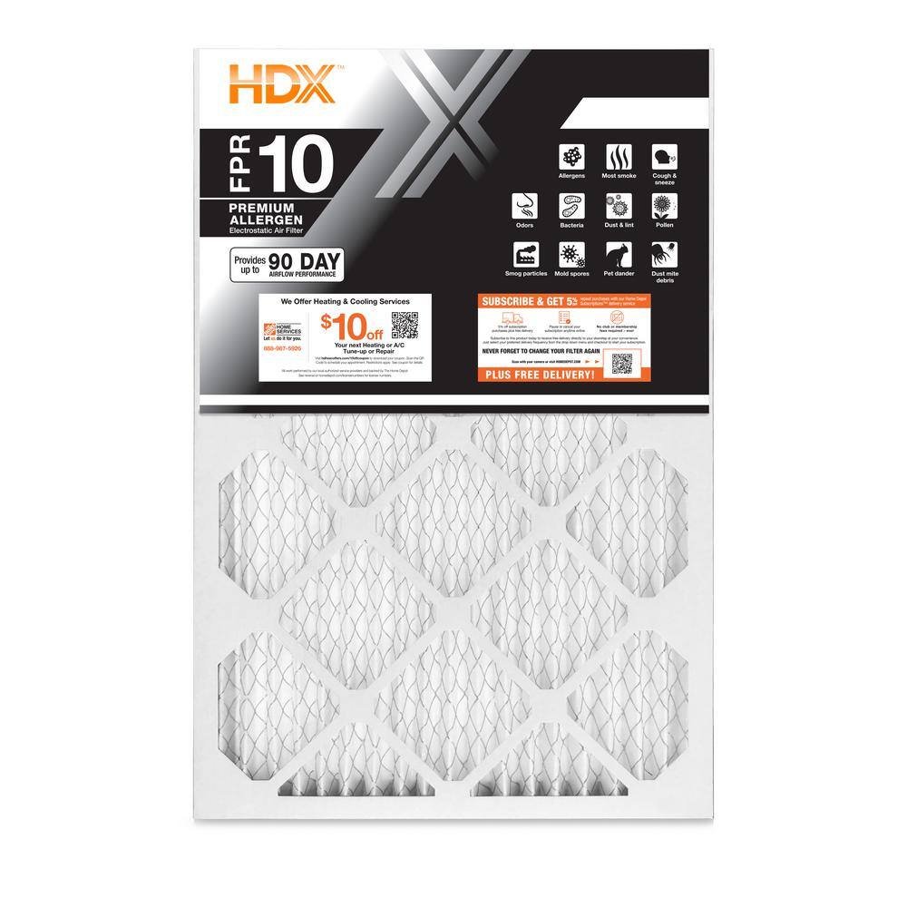 HDX 20 in. x 36 in. x 1 in. Premium Pleated Air Filter FPR 10 HDX1P10-012036