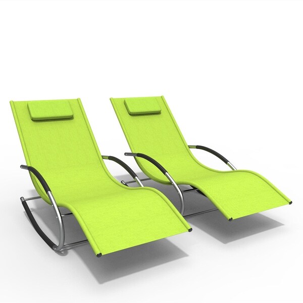 2-Pieces Outdoor Iron Rocking U-shaped Lounge Chair