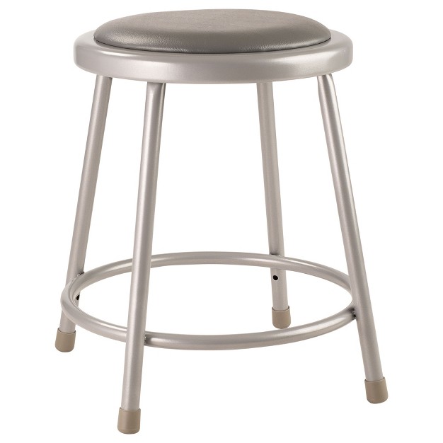 National Public Seating 6400 Series Heavy Duty 18 Inch Steel Stool With Vinyl Padded Seat Supports Up To 300 Pounds Grey Frame And Legs