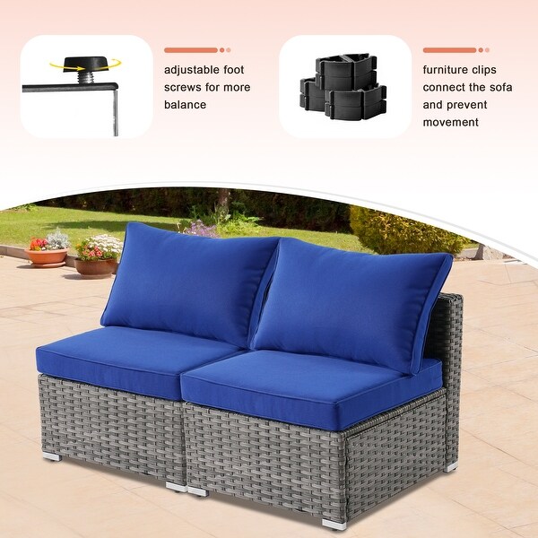 XIZZI Patio Furniture Set 6 Pieces Outdoor Sectional Rattan Sofa with Firepit