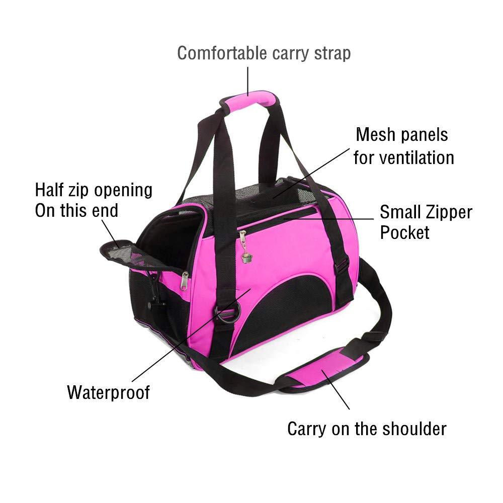 ZaneSun Cat Carrier，Soft-Sided Pet Travel Carrier for Cats，Dogs Puppy Comfort Portable Foldable Pet Bag Airline Approved Small Rose red