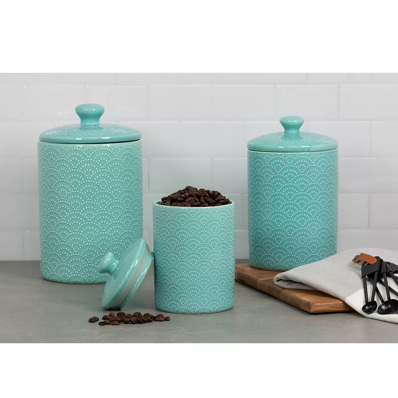 10 Strawberry Street Tide Embossed 3-pc. Ceramic Canister Set