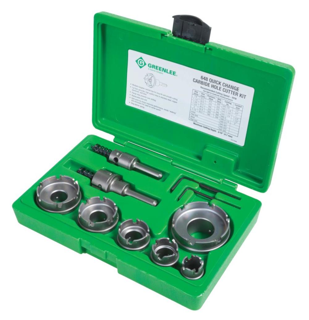 Greenlee Carbide Cutter Kit， Quick Change， 8pc