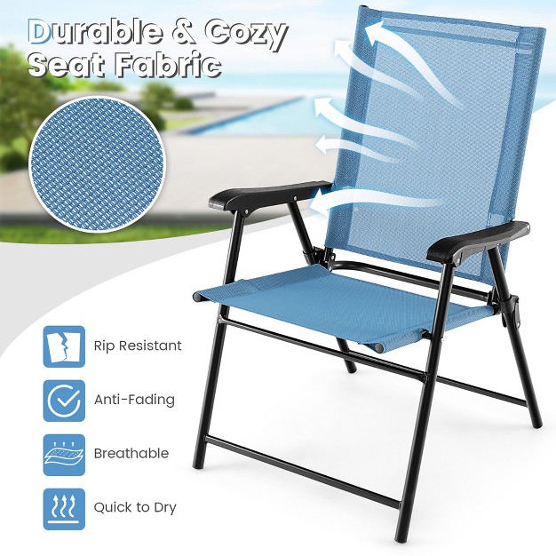 Tangkula Set Of 4 Patio Folding Chairs Outdoor Portable Pack Lawn Chairs W Armrests