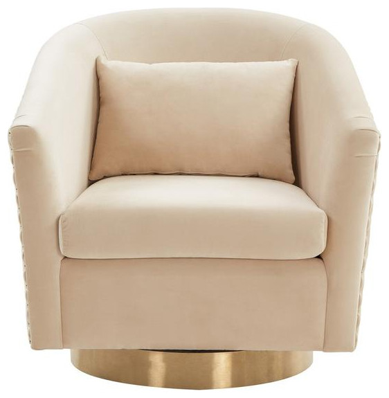 Baylee Quilted Swivel Tub Chair Cream   Contemporary   Armchairs And Accent Chairs   by Peachtree Fine Furniture  Houzz