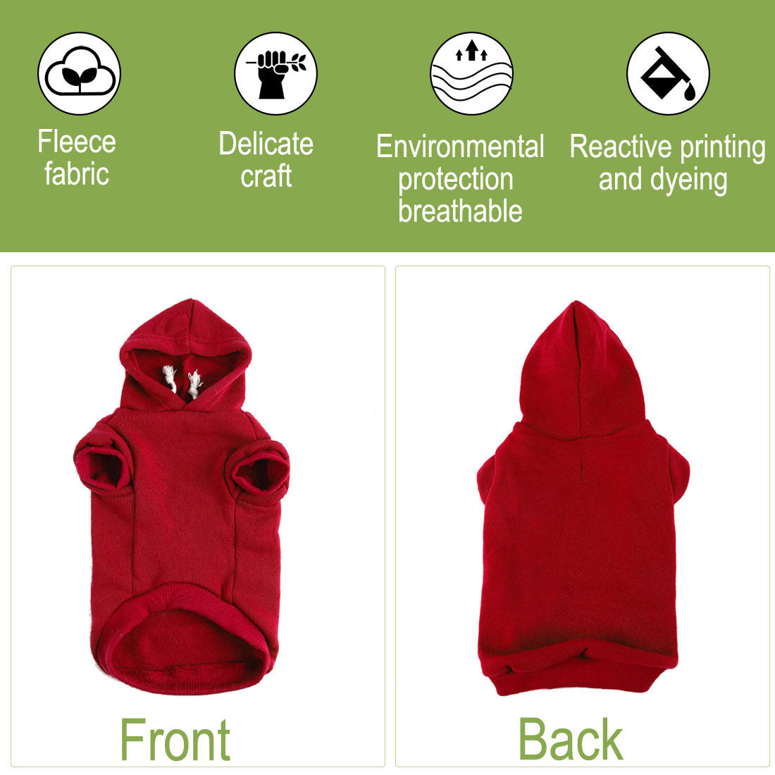 Dog Sweatshirt Hooded Pet Spring/Fall/Winter Clothes Warm Coat Red XS