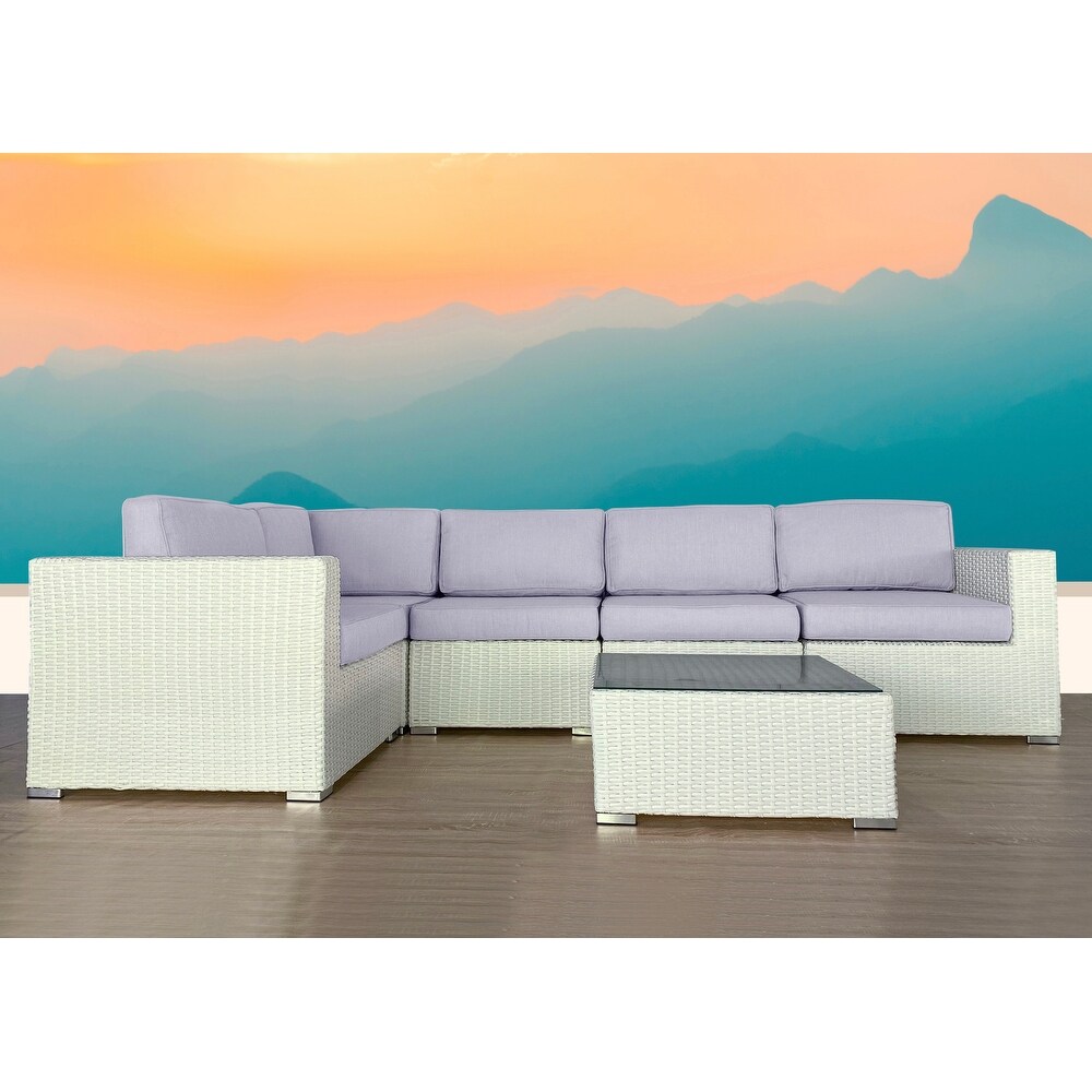 6 Piece Rattan Sectional Seating Group with Cushions