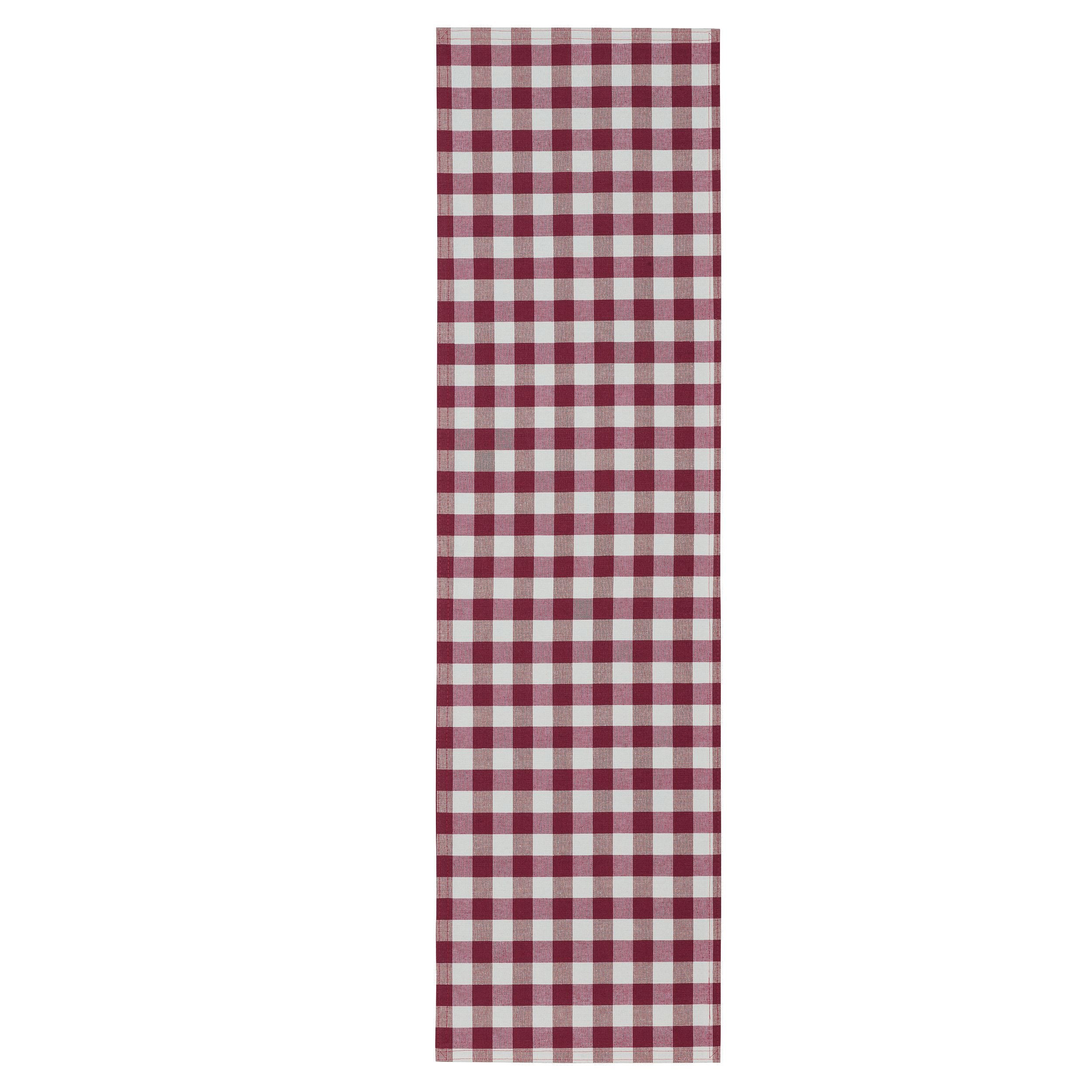 PowerSellerUSA Dining Table Runner Elegant Buffalo Plaid Table Placemat for Dining Room or Kitchen， Classic Farmhouse Country Decor Plaid Gingham Checked Design Table Runner， Burgundy， 13 W x 36 L