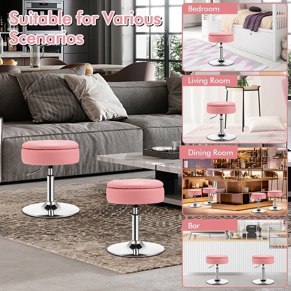 Costway Set of 4 Adjustable?Vanity Stool 360° Swivel Storage Makeup - See Details