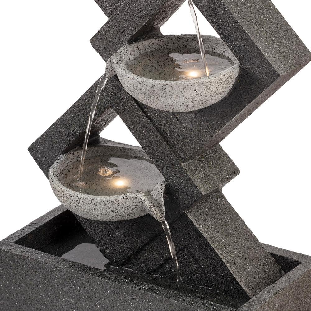 Alpine Corporation 39 in. Tall Indoor/Outdoor Soothing 4-Tier Zen Fountain with LED Lights GIL1642