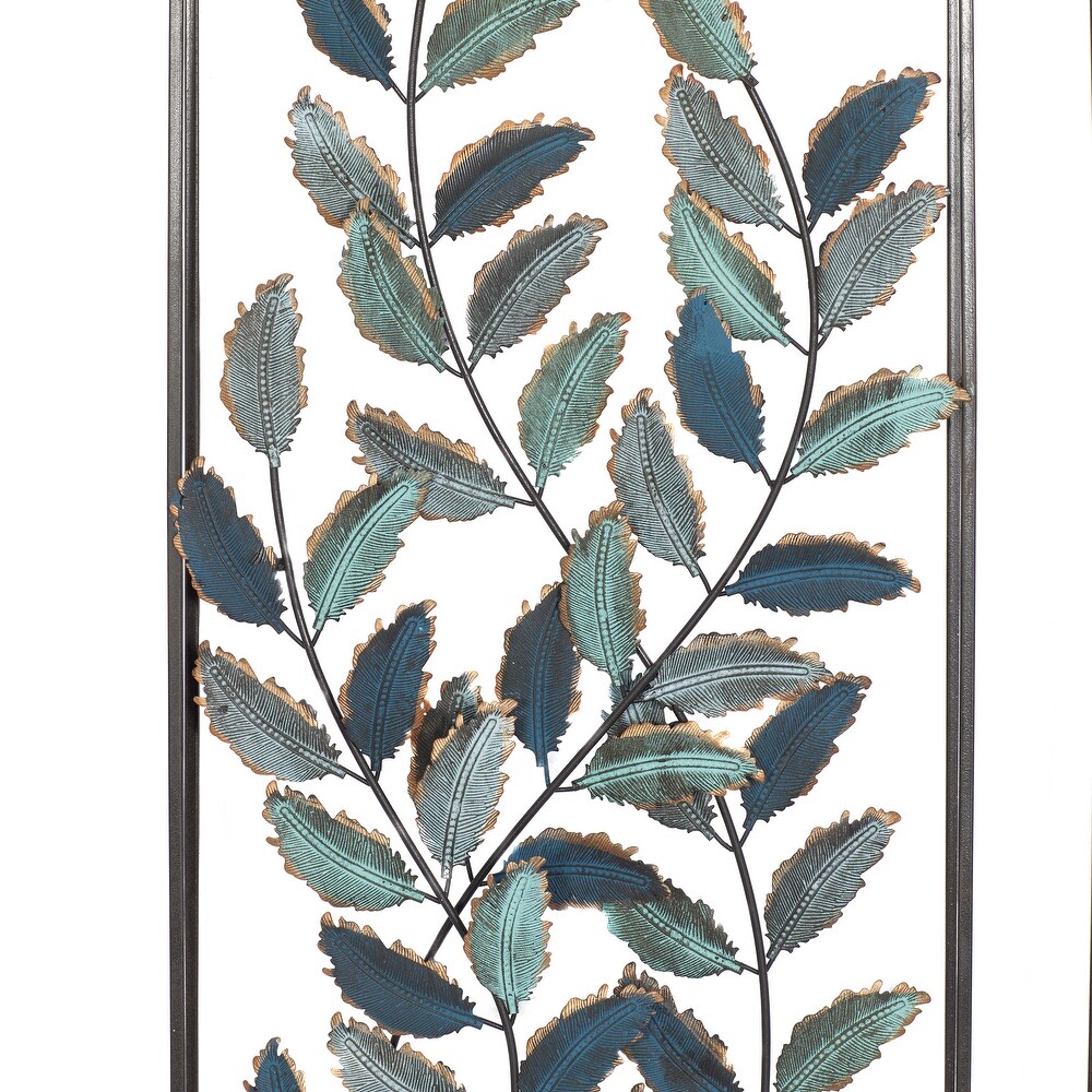 Black Metal Leaf Wall Decor (Set of 2)   14 x 2 x 32