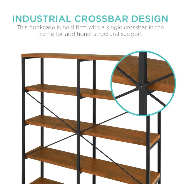 Best Choice Products 55in Storage Bookshelf For Living Room Walkway W Industrial Elevated Design