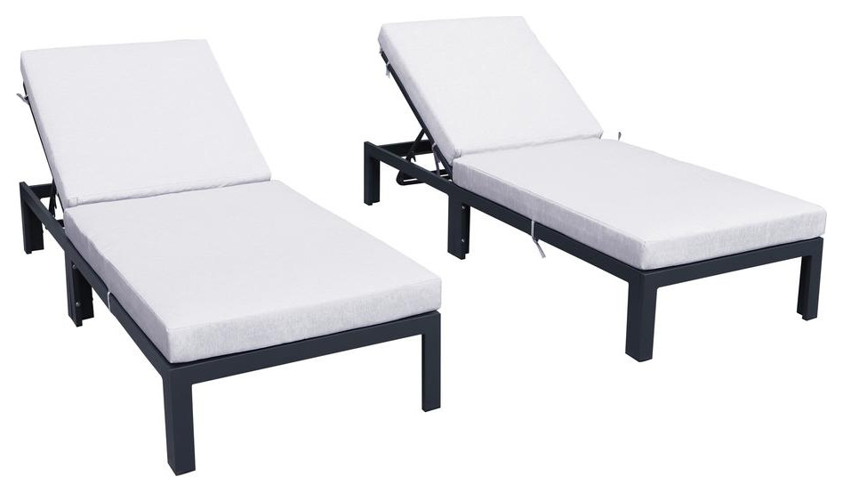 LeisureMod Chelsea Modern Outdoor Chaise Lounge Chair With Cushions Set of 2...   Transitional   Outdoor Chaise Lounges   by Homesquare  Houzz