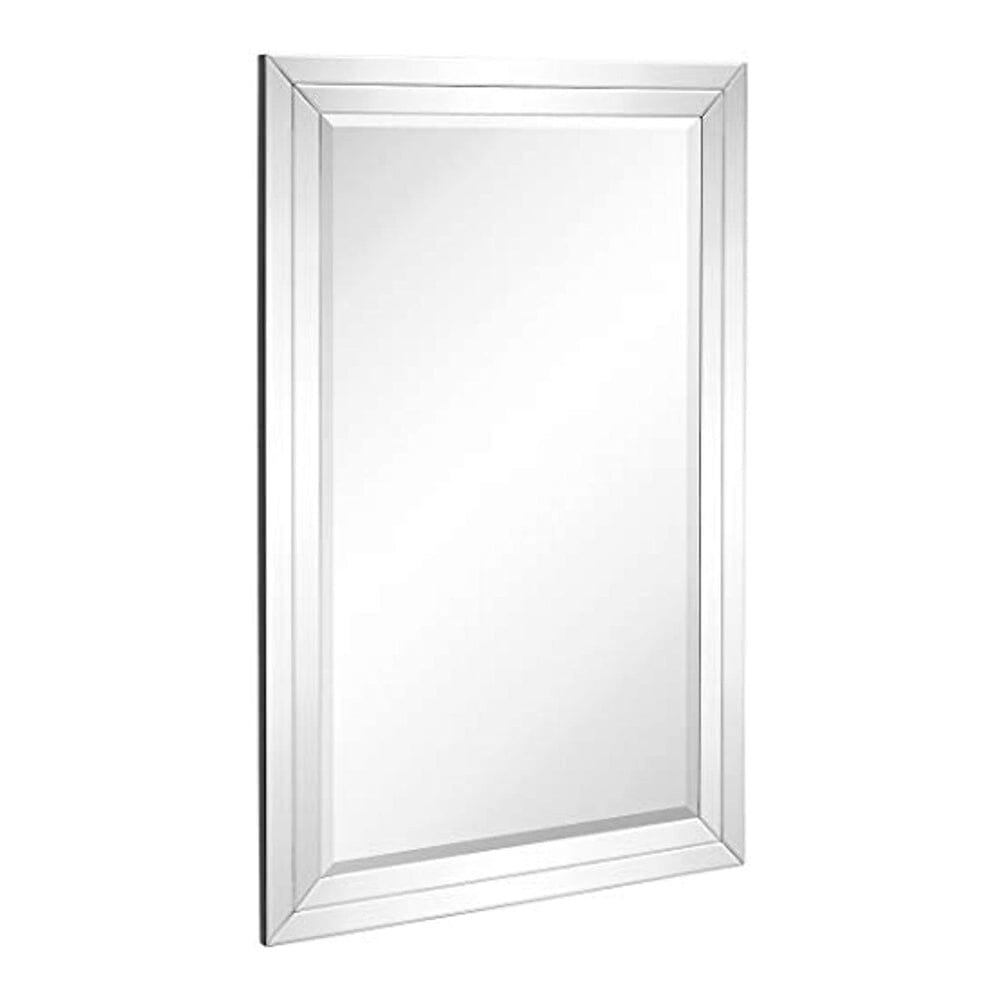 Large Flat Framed Wall Mirror with Double Mirror Edge Beveled Mirror Frame (24