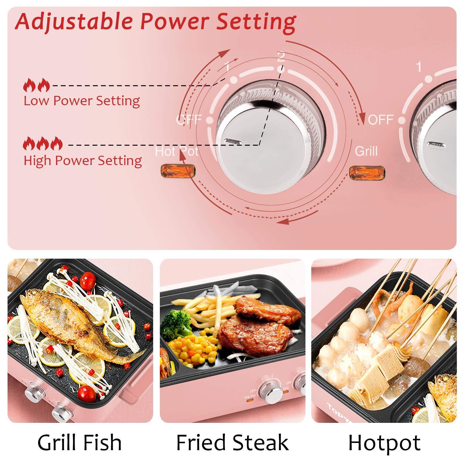 2 in 1 Indoor Non-Stick Electric Hot Pot and Griddle