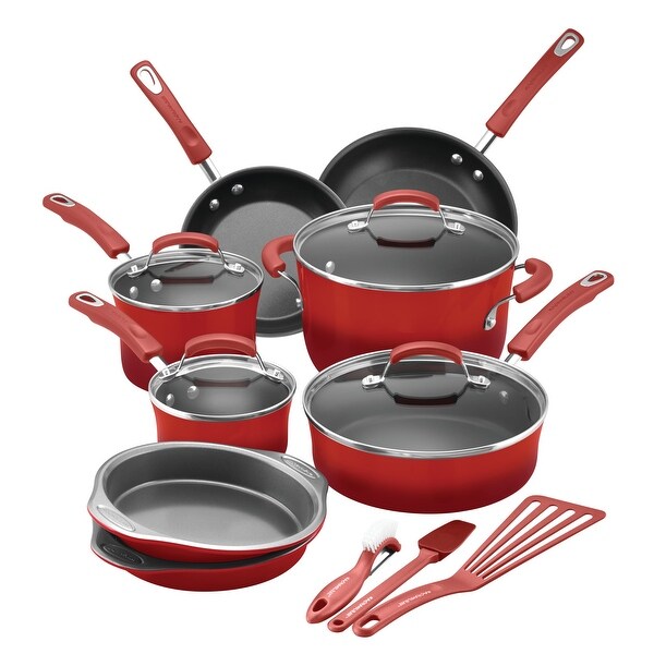 15-Piece Hard Enamel Aluminum Nonstick Cookware Set