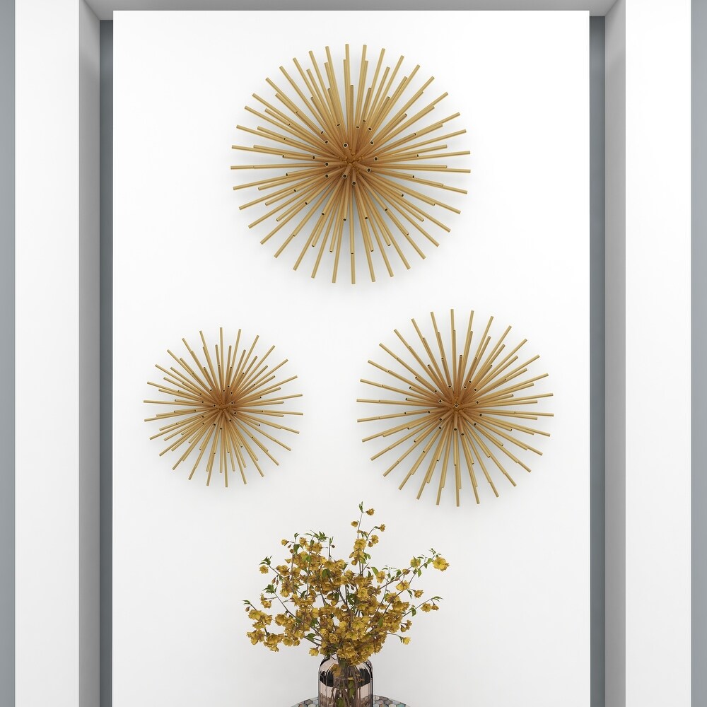 Contemporary Modern Starburst Metal Wall Sculptures Set of 3