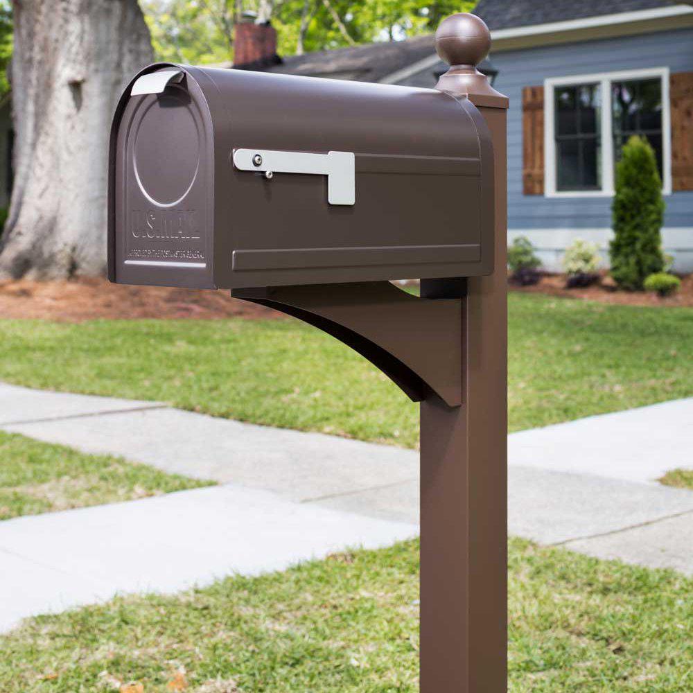 Gibraltar Mailboxes Northpointe Large， Steel Post Mount Mailbox， Venetian Bronze， NM160V01