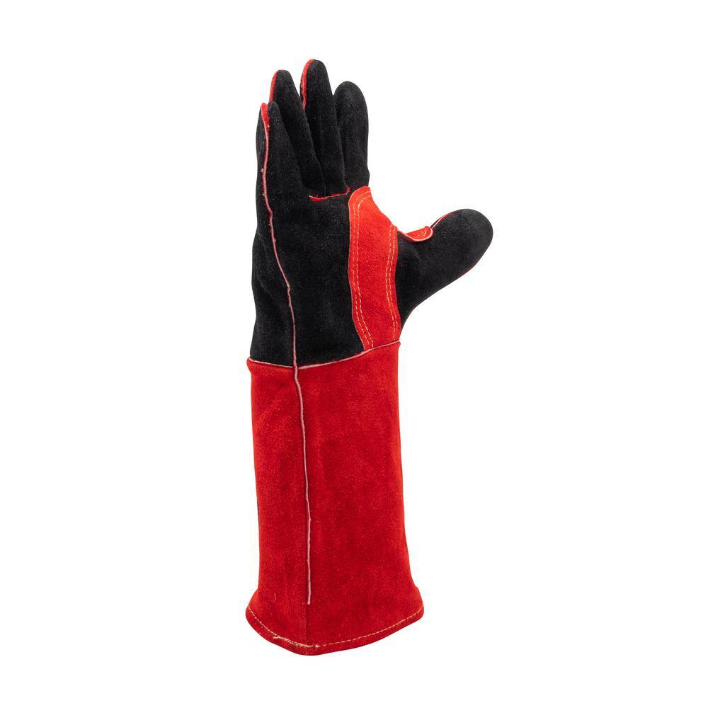 90 Amp FC90 Flux Core Wire Feed Welder and Gun 120-Volt with Premium Leather Welding Gloves K5365-30