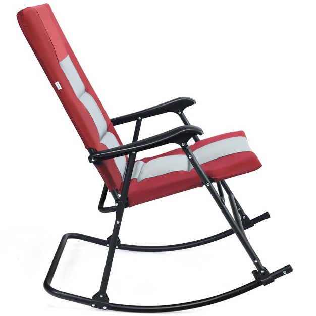 Tangkula Foldable Rocking Chair Enlarged Rocker Chair With Cotton Clip Blue red