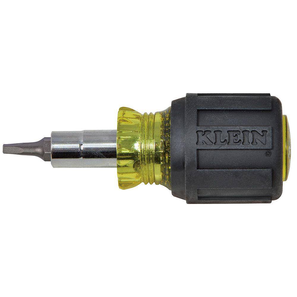 Klein Tools 3.2 in. Stubby Multi-Bit Screwdriver with Square Recess Bit 32562