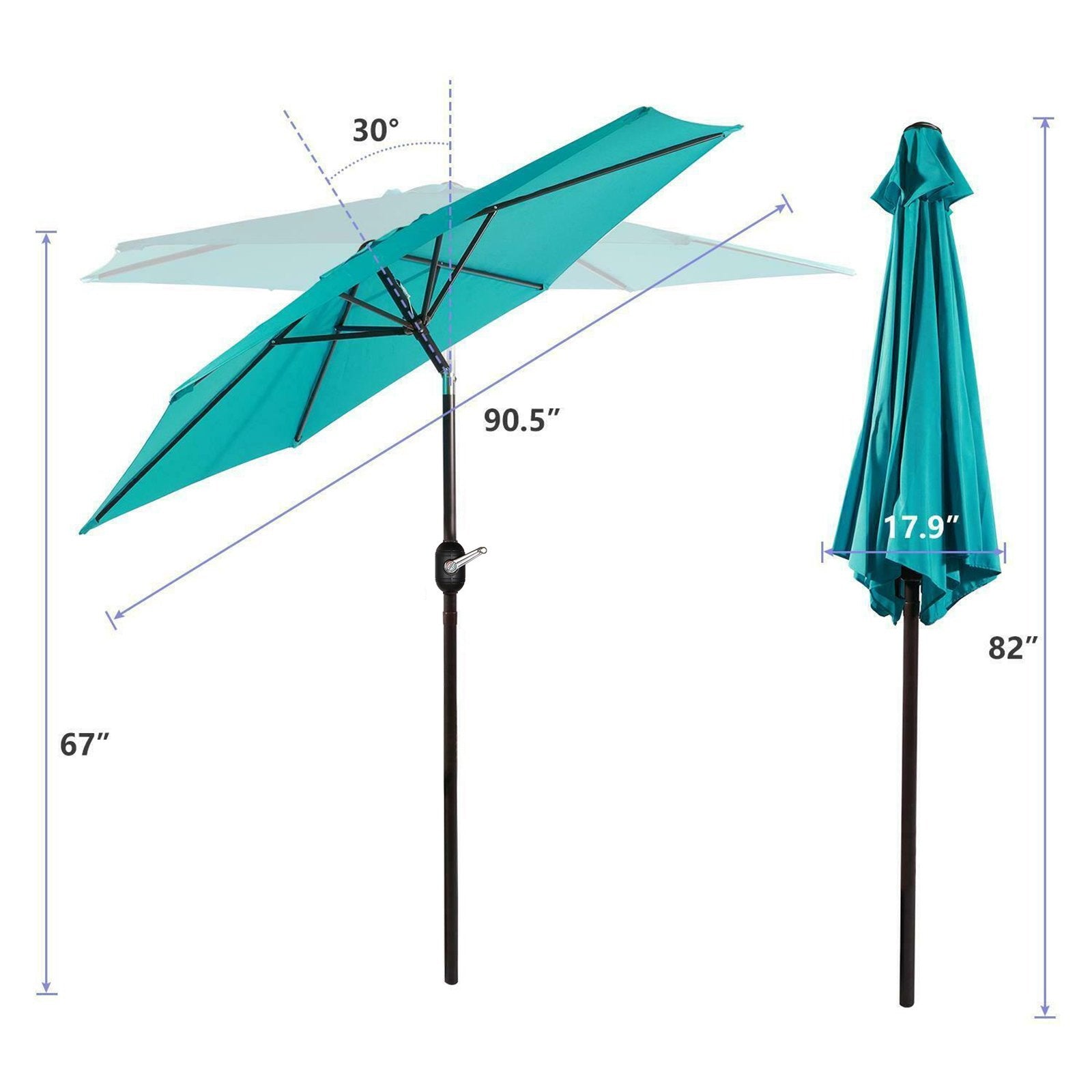 Dcenta 7.5ft Outdoor Patio Umbrella for Inground Pool Balcony Backyard Blue