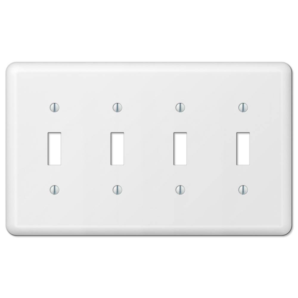 AMERELLE Declan 4 Gang Toggle Steel Wall Plate - White 935T4W